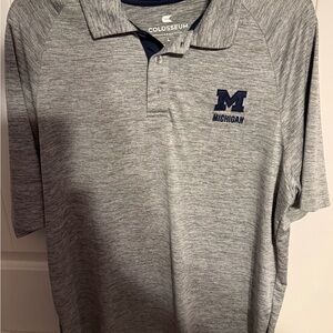 Colosseum Heather Gray Polo with Navy Accents